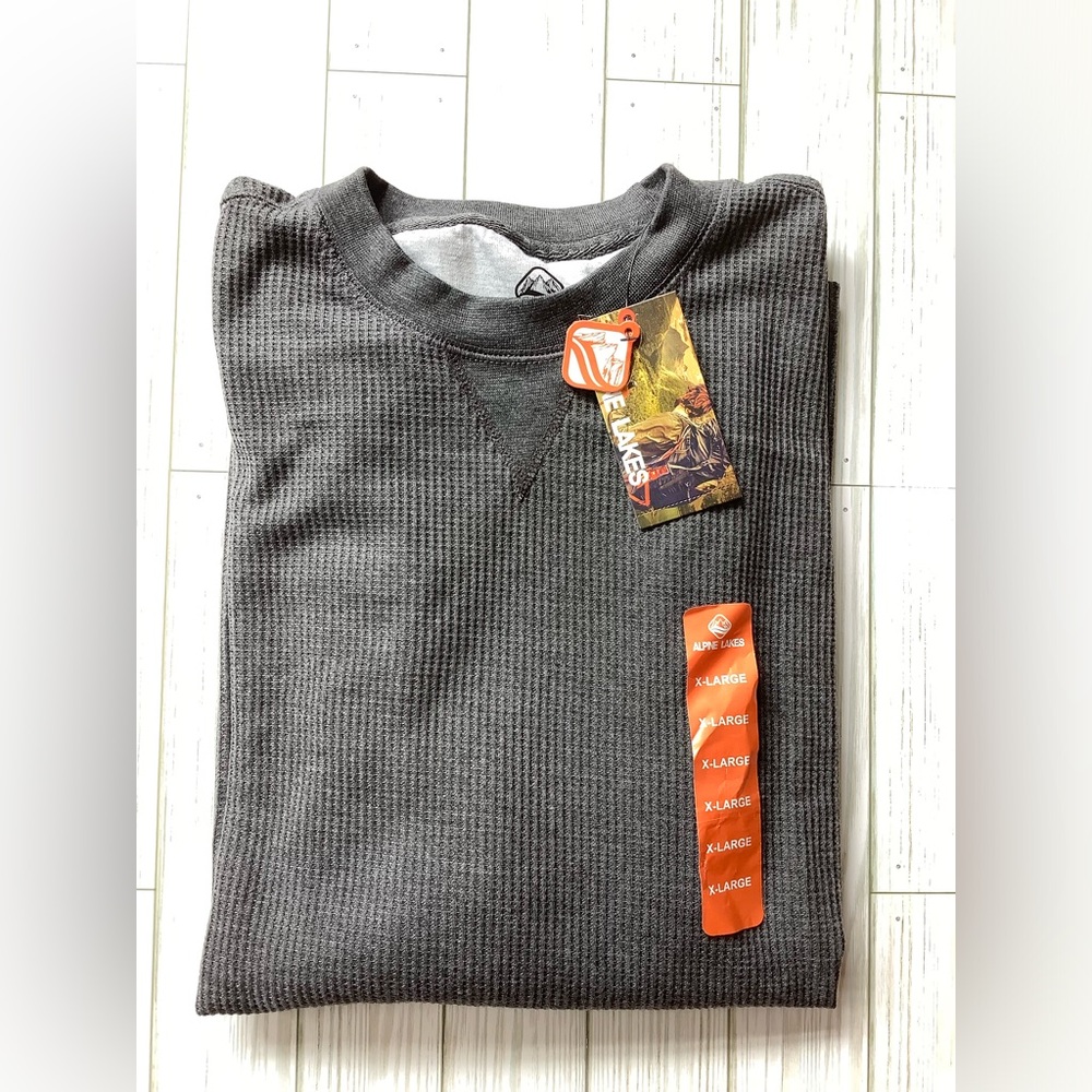 NWT! Long Sleeve Waffle Knit Shirt Charcoal Heather (XL)